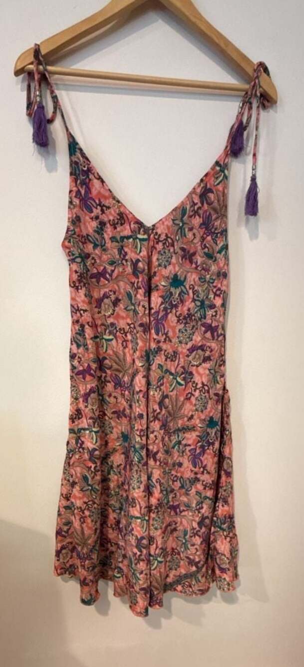 India Boutique Pink Floral Print Boho Dress with Tassels